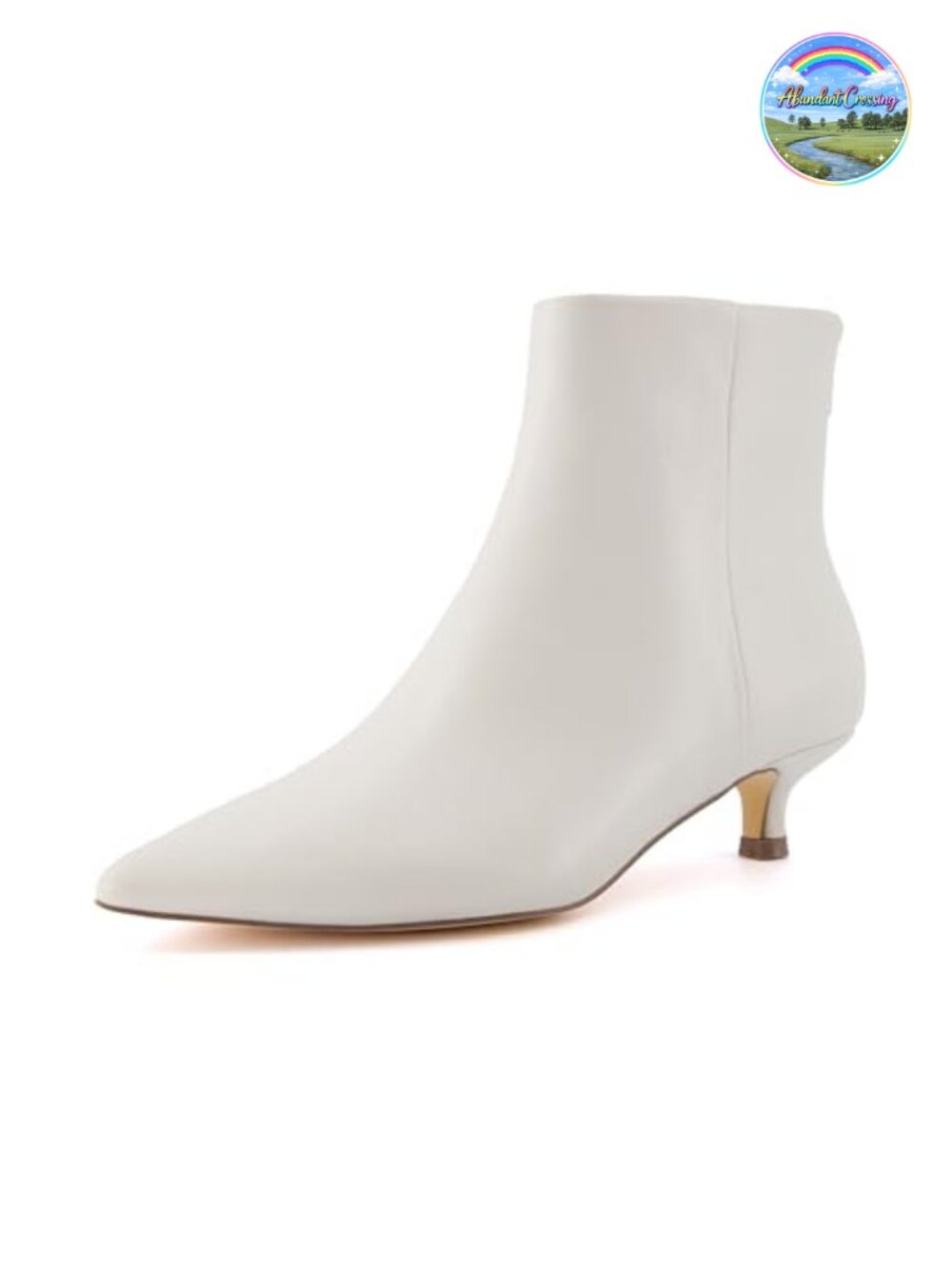 Kitten Heel Bootie Vegan Leather Memory Foam Pointed Toe Ankle Boot